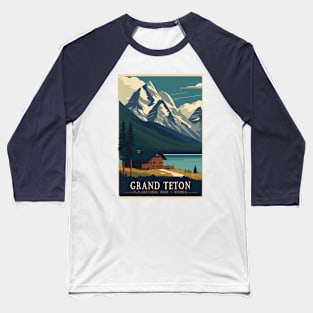 Grand Teton National Park Vintage Travel Poster Baseball T-Shirt